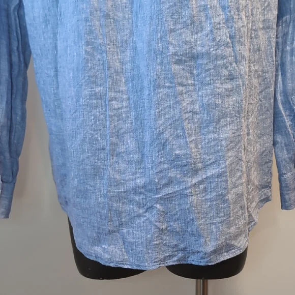 Gap 100% Linen Blue Button-Up Shirt Boyfriend Shirt - Picture 6 of 8